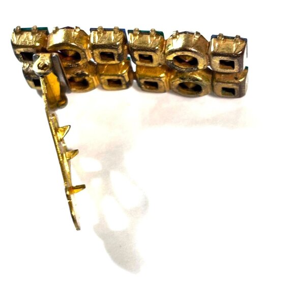 Art Deco Rhinestone Shoe Clips Pair – Multicolor, Prong Set Brass, Art Deco Pair - Picture 10 of 10